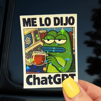 ME LO DIJO ChatGPT Póster retro divertido de una rana triste, pintura decorativa interesante para el hogar, pegatina de vinilo resistente al agua - Superficie mate, pegatina autoadhesiva adecuada para coche, ventana, portátil, camión, furgoneta, botella de agua - Diseño multiusos, pegatinas de decoración de coche, suministros de scrapbooking
