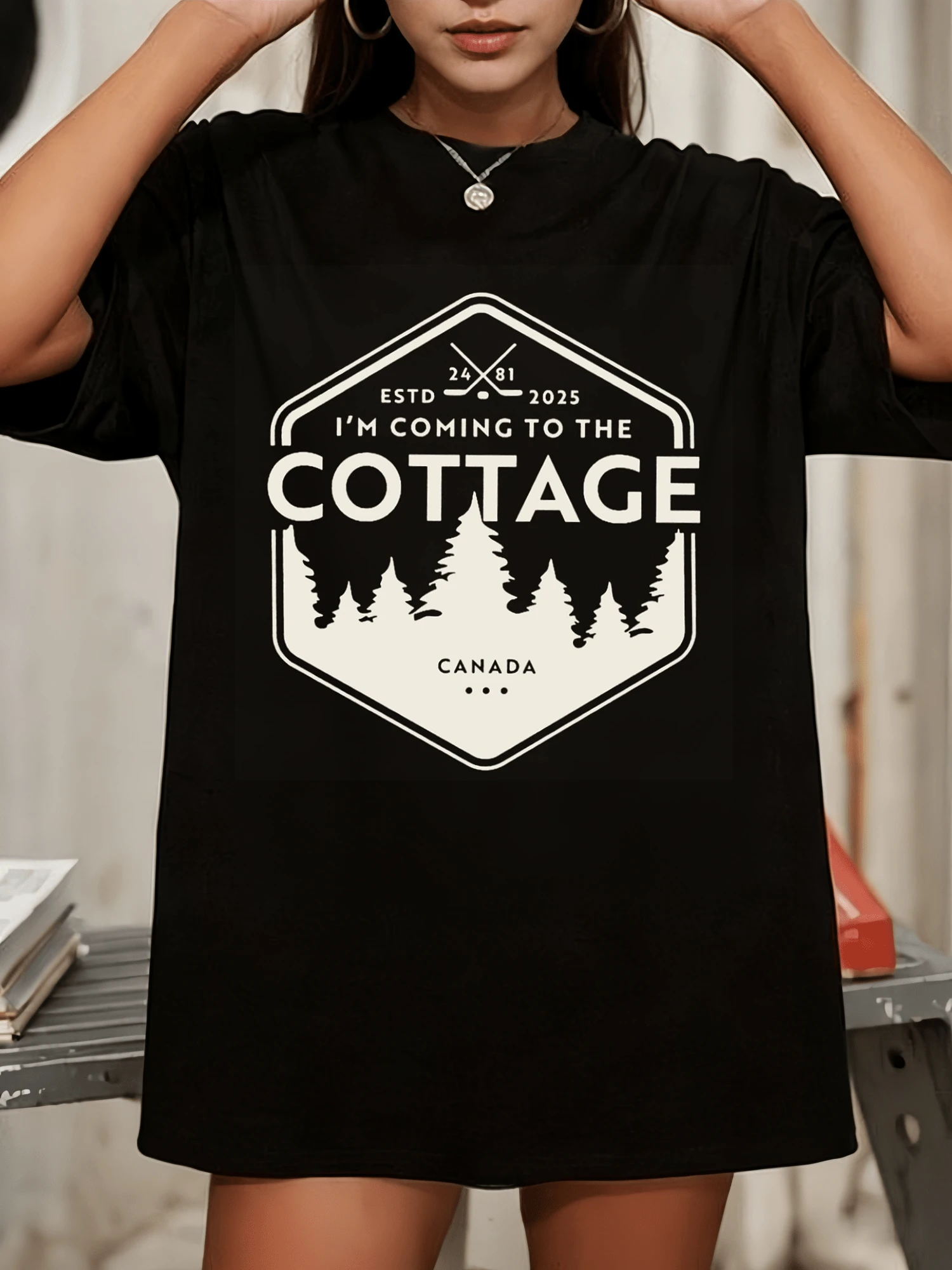 Heated Rivalry Rozanov And Shane Hollander Shirt I'm Coming To The Cottage Romance Hockey Classic T-Shirt - 黑色 - 查看 1