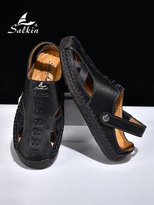 Salkin Men's Casual Sandals, Summer Outdoor Beach Slippers, Dual-Wear Breathable Non-Slip Hiking & Leisure Sandals - Black - View 2