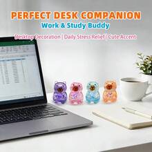 1/2/4pcs Sensory Fidget Stress Relief Glitter Capybara Squeeze, Squish Toy, Cute Malt Sugar Filled Stretchy Capybara Squeeze, Slow Rebound Squishy Ball Fingertip Toy,Cute Japanese Flat Toy, Sensory Stress Ball, Gift Bag Filler Prize,Christmas Gift - Multicolor - View 10