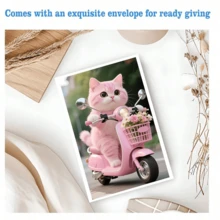 1pc Of Birthday Greeting Card, Featuring A Cute Pink Kitten Wishing You Happiness And Joy,Including An Envelope - Sets - View 8