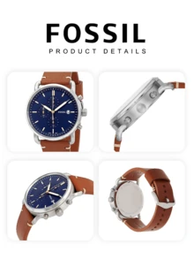 Fossil FS5401 Men's Quartz Leather Three-Hand Watch Stainless Steel Case/Scratch Resistant Glass - Brown - View 6