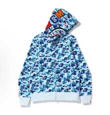 A Bathing Ape (BAPE) Men's Shark Full-Zip Hoodie – Iconic Camo Series, Multi-Color Options Available - 藍色 - 查看 1