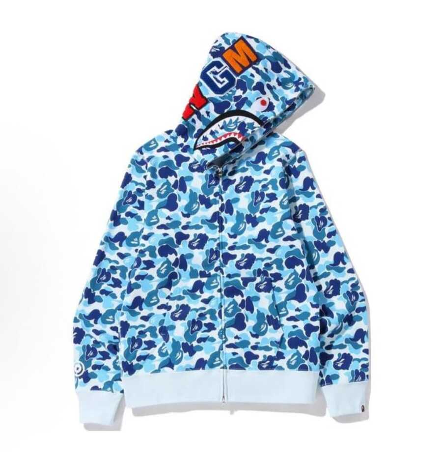 A Bathing Ape (BAPE) Men's Shark Full-Zip Hoodie – Iconic Camo Series, Multi-Color Options Available - 藍色 - 查看 1