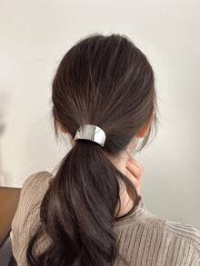 1pc Solid Color Ponytail Holder Clip, Elegant Metal Hair Accessory Decor, New Style Ponytail Clip Travel Accessories - Multicolor - View 4
