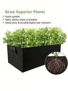 2PCS/1PC Gardening Planting Bags With Handles, Multi-Sized Felt Planting Bags, Rectangular Planting Seedling Pots, Suitable For Growing Vegetables, Tomatoes, And Potatoes. - Green - View 6