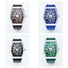Men's Starry Sky Barrel Luxury Watch With Silicone Strap - Apricot - View 3