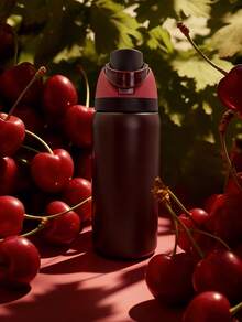 OwaIa Black Cherry 32oz/945ml,Double Layer Vacuum Insulated Portable Drinking Cup,Cold Resistant Stainless Steel Water Bottle With Straw,Comes With Handle And Spout,Suitable For Exercise Use,Must Have For Travel - 櫻桃紅 - 查看 5