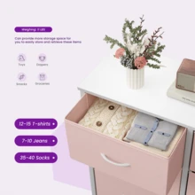 Sweetcrispy Tall Dresser With 8 Fabric Drawers Organizer Units, Chest Of Drawers For Bedroom With Wooden Top - 粉色 - 查看 7