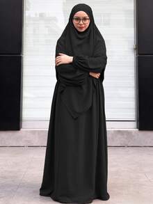 2pcs/Set Khimar Hijab + Abaya, Loose & Comfortable Clothing Suitable For Women's Daily Wear And Prayer, Applicable For All Seasons, Holiday - Multicolor - View 17