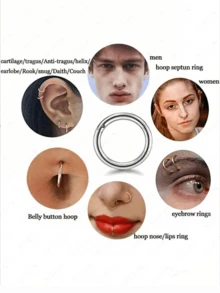 4件套简约多功能鼻环。不锈钢饰品，适用于鼻环、鼻中隔环、耳环、耳垂、耳廓、唇环，男女通用。 - 彩色 - 查看 2