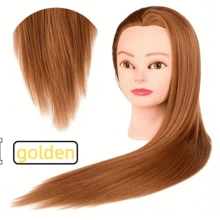 Mannequin Head With Hair (24 Inches) - A Hair Styling And Beauty Practice Model Designed For Braiding And Styling Training, Complete With A Stand - Gold - View 3
