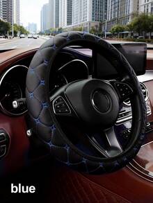 1pc PU Leather Embroidered Soft & Comfortable Anti-Slip Breathable Car Steering Wheel Cover, Fits Most Sedans, Vehicles, SUVs, Universal 15 Inch, Unisex Car Interior Accessory - Style a - View 5