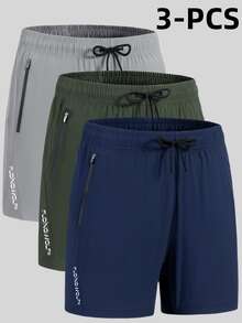 3pcs Men's Summer Sports Shorts, Outdoor Casual Breathable Quick-Dry Fitness Running Shorts - Multicolor - View 2