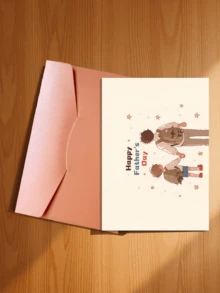 Chúc mừng Ngày của Cha! Thiệp chúc mừng theo phong cách hoạt hình tông màu ấm áp, hình ảnh người cha và con trai nắm tay nhau đi dạo, thể hiện lòng biết ơn và sự trân trọng dành cho những người cha, cha dượng và những người đàn ông đóng vai trò người cha (Bao gồm 1 thiệp và 1 phong bì, kích thước 4.3" x 6.3"). - Kiểu 1 - Xem 15