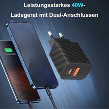 40W 雙孔 PD 快充 Type-C 充電器，相容 iPhone 17/16/15/14/13/12/11/Pro Max、XS/XR/X、Pro 及 Android 手機 - 查看 4