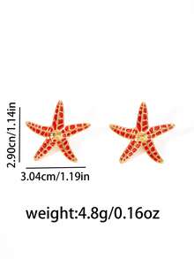 1 Đôi bông tai hình sao biển mạ vàng, tráng men tím, họa tiết biển nhiệt đới, dành cho nữ, trang sức dự tiệc mùa hè, đi nghỉ mát. - Vàng - Xem 9