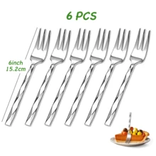 4/6/8 piezas Tenedores de postre con patrón de diamante elegante, tenedores de acero inoxidable grueso para fruta y ostras, pequeños tenedores brillantes para pastel/aperitivo/queso, adecuados para boda/Día de la Madre/fiesta, aptos para lavavajillas - Plateado - Ver 10
