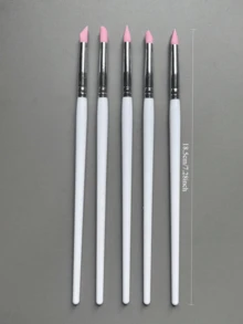 Bộ 5 cọ vẽ móng silicon màu hồng, bút vẽ móng gel UV, dụng cụ khắc và dập nổi hoa acrylic 3D, bút chấm móng DIY, dụng cụ tạo hình móng nghệ thuật. - Màu Hồng baby - Xem 6
