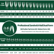 nailpop 280pcs Sandwich Double-Layer Mold Set, 140pcs Upper Mold + 140pcs Lower Mold, Coffin Shaped With Inner Arc Line, Suitable For Quick French Matte Nail Extension - Multicolor - View 12