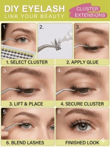 ELAE Beginner Friendly Manga Lash Clusters, Soft Black Band Wispy Cluster Eyelashes, D Curl Lightweight DIY Lash Extensions, 10-14mm Mixed Length, Built-In Eyeliner Effect Faux Mink Cosmetics - Classic Spiky D - 查看 4