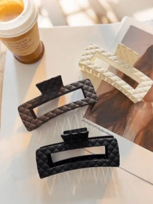 一套3个大号方形网格发夹，可增加后脑勺的蓬松度，简约设计，适合日常使用。 - 彩色 - 查看 5