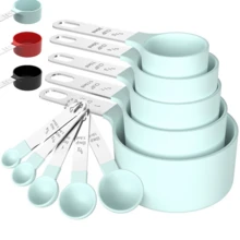 10pcs Measuring Cup & Spoon Set, Nested Measuring Cups, Stainless Steel Handles, Stackable, For Measuring Dry & Wet Ingredients, Small Tea Spoon - Plastic Head - Multicolor - View 8