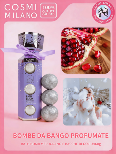 COSMI MILANO 3X60G DA BAGNO PROFUMA DI MANDARINO E POMPELMO ALLENTA LA STANCHEZZA, RILASCIA LA BOLA PER BAGNO CON FASCINO, ADATTA COME REGALO DI NATALE PER L'AUTUNNO E L'INVERNO