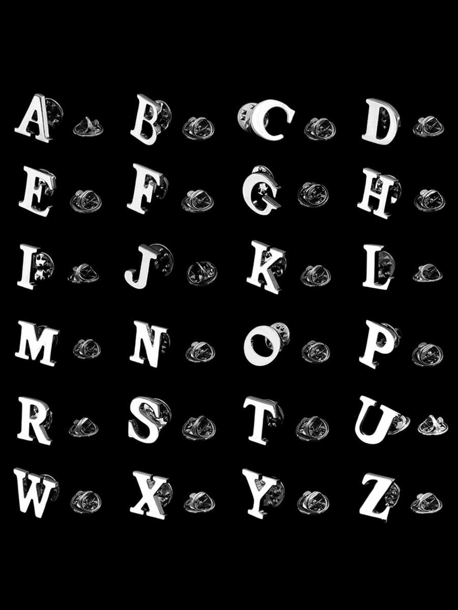 1 chiếc ghim cài áo chữ cái A-Z 26 kiểu bằng thép không gỉ 301 màu bạc, ghim cài chống trượt unisex, thích hợp cho nam giới đeo hàng ngày, quà tặng Ngày của Mẹ, Ngày Valentine, Lễ Phục Sinh, Ramadan, Giáng Sinh, Halloween