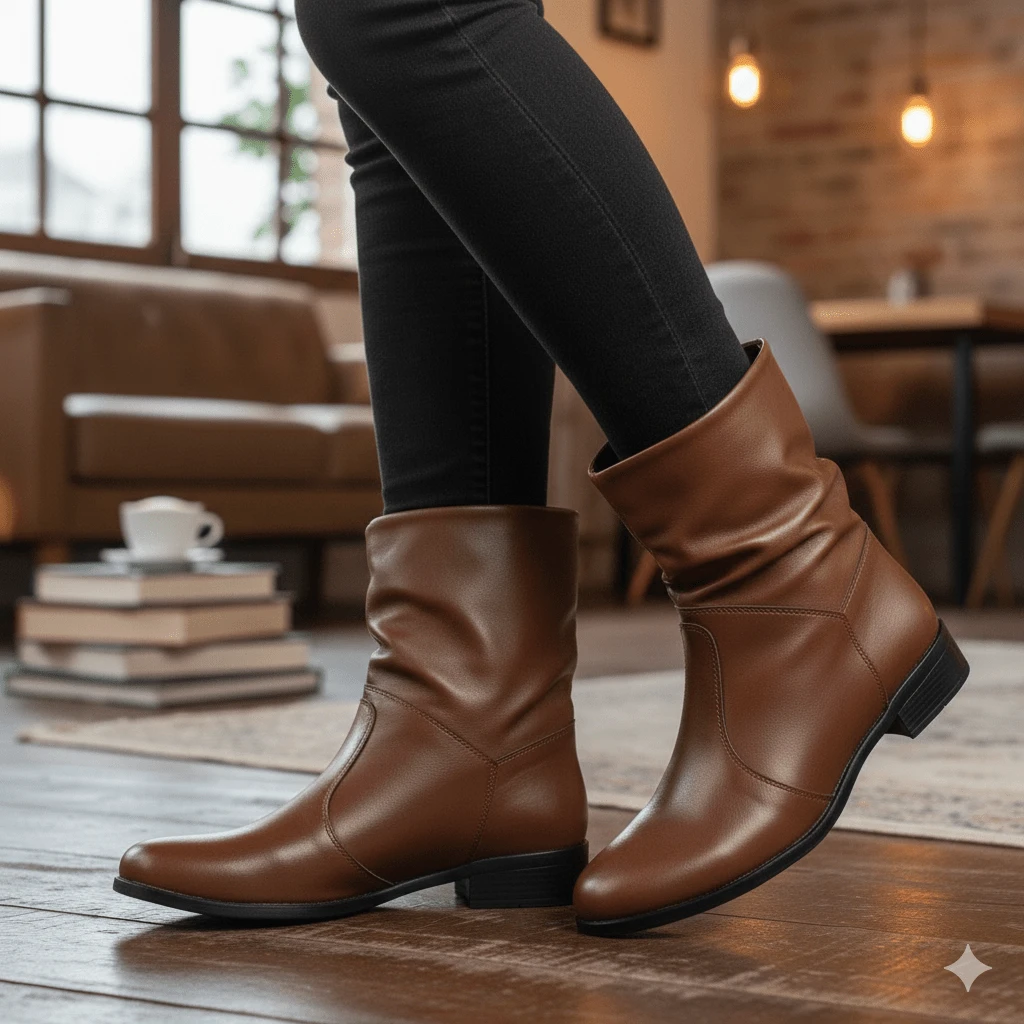 Women Mid-Calf Boots - Rỉ Nâu - Xem 1