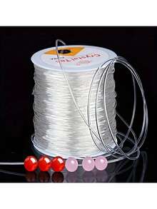 1pc, 328 Ft Elastic Beaded String 0.5-1mm Clear Elastic Thread For DIY Bracelet & Necklace - Multicolor - View 1