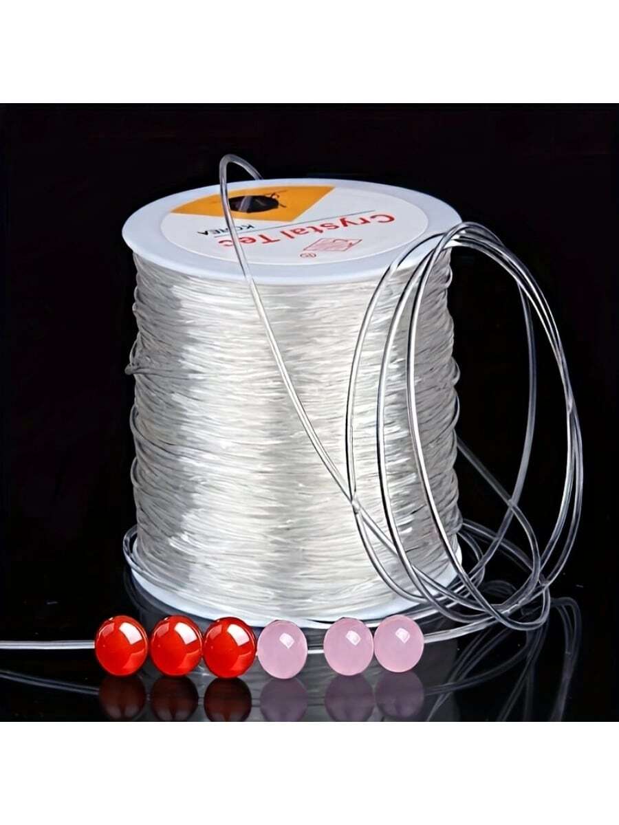 1pc, 328 Ft Elastic Beaded String 0.5-1mm Clear Elastic Thread For DIY Bracelet & Necklace - Multicolor - View 1