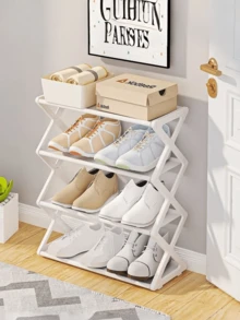 Zapatera Organizadora de 4 Niveles, Estante Plegable para Zapatos, Ahorra Espacio, 1 PZ Estantería de Almacenamiento, Multiusos y de Almacenamiento Simple, Estantería Minimalista  Organizador de Almacenamiento de Varios Niveles, Diseño a Prueba de Agua y Ahorro de Espacio, Se Envia Color Al Azar: Negro, Blanco O Naeanja, Regalos para el Día de La Madre, Regalos para el Día Del Padre, Regalos para la Semana Santa. - Ver 5