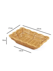 Khay đựng đồ đan thủ công bằng nhựa PE giả mây, bền, chống thấm nước, dễ vệ sinh. Thiết kế hình chữ nhật với các cạnh lượn sóng và đường cong mềm mại, mang đến cảm giác tươi mát, thư thái của vùng quê. - Nhiều màu - Xem 16