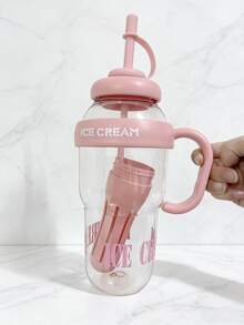 1 chiếc cốc có ống hút lớn thời trang, cốc nhựa bụng to, cốc dung tích lớn có tay cầm, bình nước lớn - Nhiều màu - Xem 9