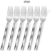 Bộ 4/6 chiếc nĩa ăn hình kim cương kiểu dáng sang trọng, nĩa ăn bằng thép không gỉ chắc chắn, nĩa salad thanh lịch và bền bỉ, thích hợp cho bánh mì/mì ống/bít tết, phụ kiện gia đình/nhà hàng, bề mặt được đánh bóng như gương, có thể rửa bằng máy rửa chén. - Bạc - Xem 9