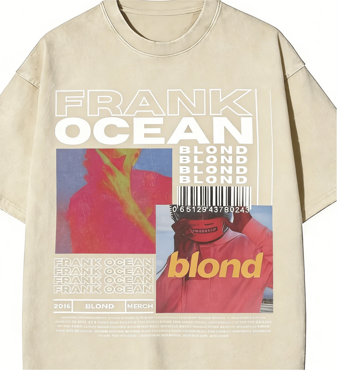 2026 Summer ClothesWashed T Shirt Frank Oceans Blonde Album Music Hip Hop Vintage T-Shirts Oversize Streetwear Cotton Summer Tees For Men WomenLoose And Comfortablesummer Tops - 杏色 - 查看 1