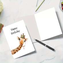 1pc Giraffe Birthday Cardwith Envelope - Cheerful Cartoon Design, High-Quality Paper, Perfect ForFamily, Youngsters, Teens, And Loved Ones On All Occasions - Sets - View 6