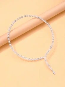 1件装立方氧化锆新娘婚礼开口颈链，女士时尚配饰 - XL3736銀色 - 查看 5
