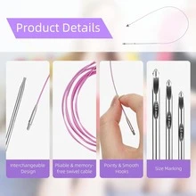 Tunisian Crochet Hooks Set With Cable, 6-Inch Aluminum Interchangeable Crochet Hooks 3mm-10mm, Long Crochet Hooks, Lightweight, Anti-Twist Swivel Cables, Ergonomic, Multicolor 26 PCS - Multicolor - View 6