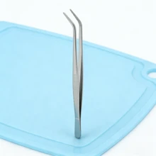 A Set Of 2pcs Lengthened Stainless Steel Tweezers - One Straight Tip & One Curved Tip - Matte Finish, Multi-Purpose Tea Art Tweezers, Aquatic Plants Landscape Tools, Succulent Tweezers - Ideal For BBQ Grilling, Gardening, Aquascaping, Crafts, Jewelry Making, Lab Work - C-Silver - View 9