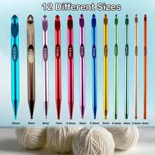 Tunisian Crochet Hooks Set With Cable, 6-Inch Aluminum Interchangeable Crochet Hooks 3mm-10mm, Long Crochet Hooks, Lightweight, Anti-Twist Swivel Cables, Ergonomic, Multicolor 26 PCS - Multicolor - View 3