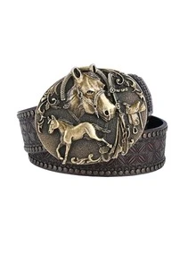 Cinturón unisex con cabeza de caballo en relieve, estilo punk - Multicolor - Ver 8