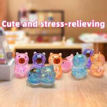 1/2/4pcs Sensory Fidget Stress Relief Glitter Capybara Squeeze, Squish Toy, Cute Malt Sugar Filled Stretchy Capybara Squeeze, Slow Rebound Squishy Ball Fingertip Toy,Cute Japanese Flat Toy, Sensory Stress Ball, Gift Bag Filler Prize,Christmas Gift - Multicolor - View 9