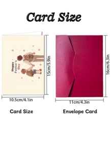 Chúc mừng Ngày của Cha! Thiệp chúc mừng theo phong cách hoạt hình tông màu ấm áp, hình ảnh người cha và con trai nắm tay nhau đi dạo, thể hiện lòng biết ơn và sự trân trọng dành cho những người cha, cha dượng và những người đàn ông đóng vai trò người cha (Bao gồm 1 thiệp và 1 phong bì, kích thước 4.3" x 6.3"). - Kiểu 1 - Xem 2