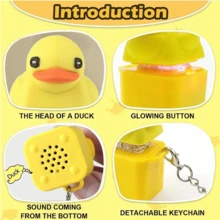Duck Quacking Fidget Toy - Rechargeable Quacking Duck Keychain, Quacking Duck Stress Reliever With Colorful Lights, Fun & Portable Anxiety Relief Toy (Quacking Duck) - màu vàng - Xem 9