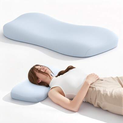 1pc Low-Profile Memory Foam Neck Pillow, 25.2x12.2x3.15inch, Ergonomic Design Memory Foam Pillow With Removable Cooling Cover