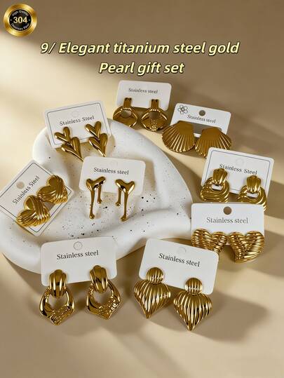 Bộ 18 chiếc khuyên tai ngọc trai bằng thép không gỉ mạ vàng 18K dành cho nữ, lý tưởng cho các dịp lễ, tiệc tùng, kỷ niệm và sinh nhật.