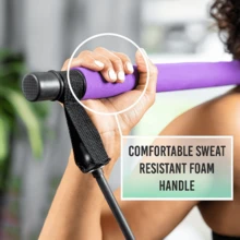 1 Conjunto Barra de Pilates com Faixas de Resistência, Design Antiderrapante em Aço Inoxidável, Dobrável e Portátil, Adequado para Agachamentos, Treinamento de Núcleo, Recuperação Pós-Parto, Equipamento de Modelagem Ioga Doméstica Unissex - Preto - Visão 7
