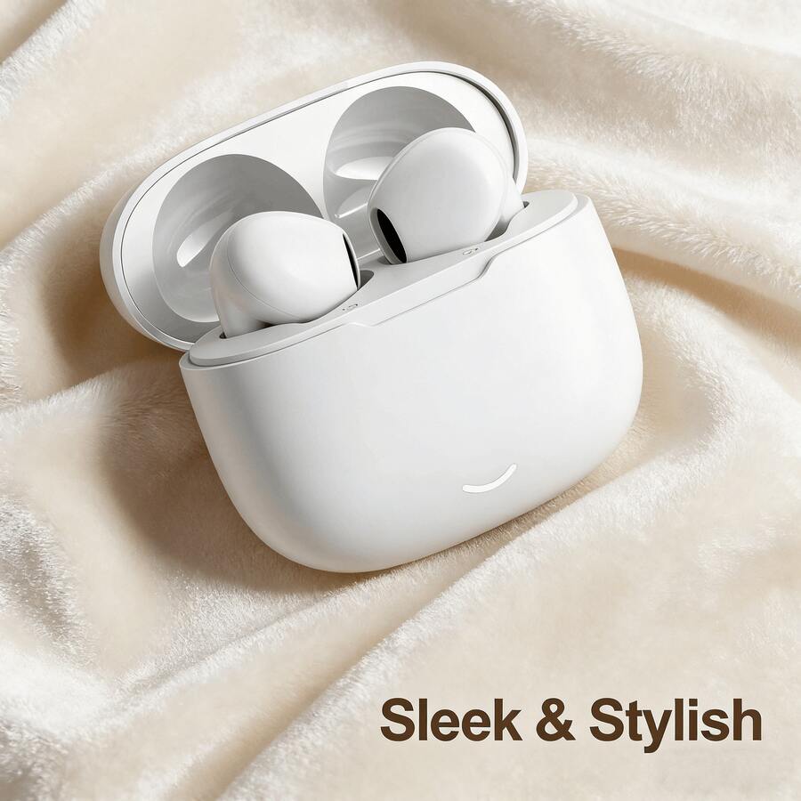 TWS True Wireless Earbuds, Bluetooth Headphones, Sweat-Resistant White Design, Built-In Microphone For Clear Calls, Comfortable Earphone Stem Style, Suitable For All Smartphones, Great For Fitness, Running, And Daily Use - View 1